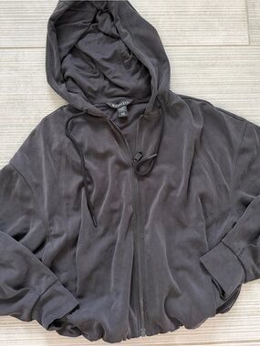Athleta Dark Gray Hooded Zip-Up Jacket